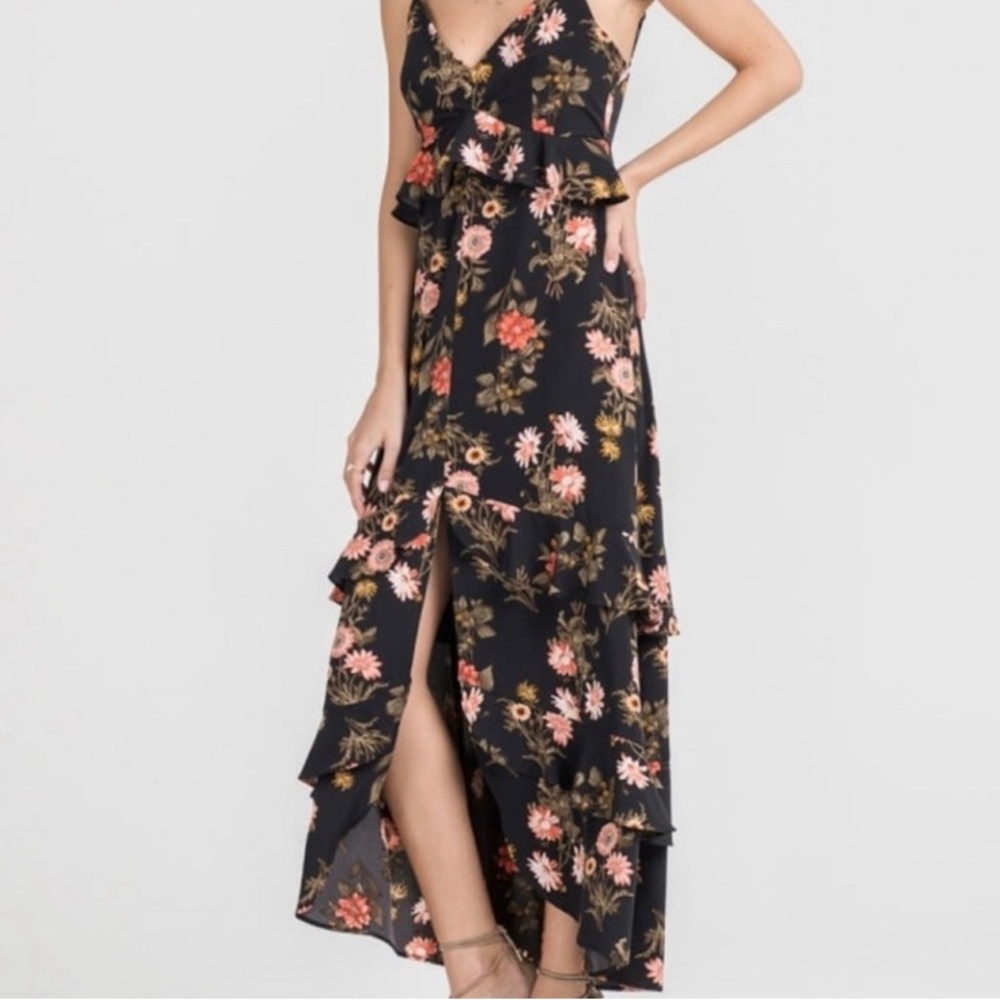 Black floral maxi dress Gibson Latimer NEW
